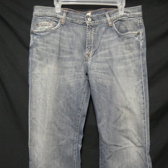 7 FOR ALL MANKIND | Bootcut | size 36 | Distressed Faded Blue Denim - Picture 6 of 16